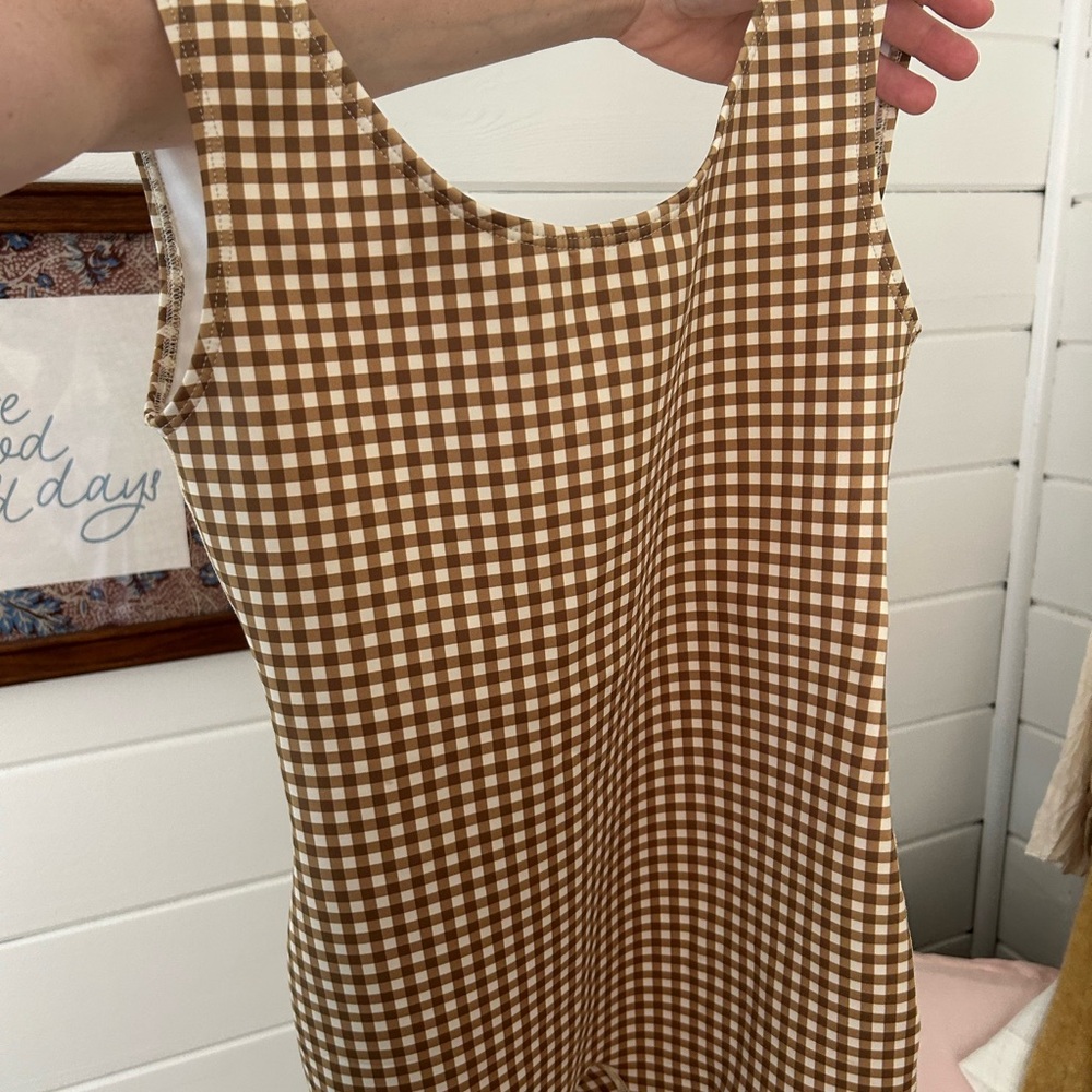 Wink Brown & White Gingham Scoop One-Piece Swimsuit